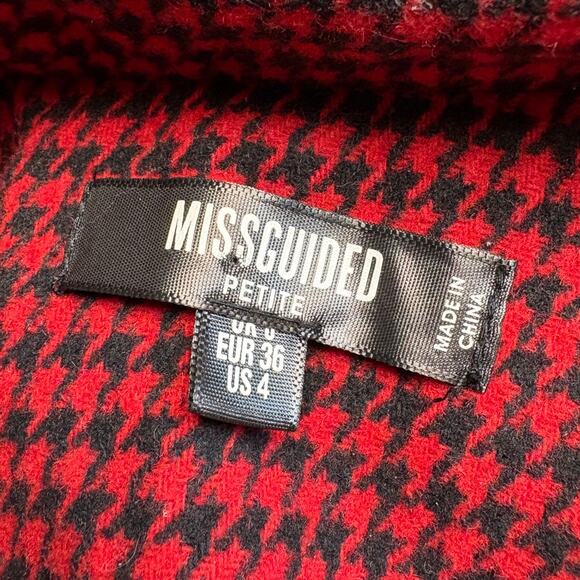 Missguided Red Holiday Dark Academia Preppy Houndstooth Blazer Women Sz 4P - Picture 5 of 5